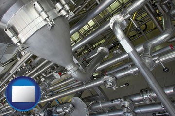an industrial, stainless steel piping system - with Colorado icon