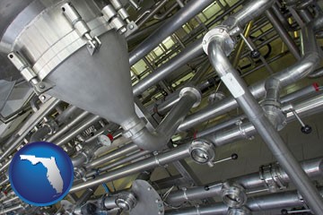 an industrial, stainless steel piping system - with Florida icon
