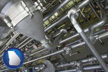 an industrial, stainless steel piping system - with Georgia icon