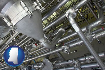 an industrial, stainless steel piping system - with Mississippi icon