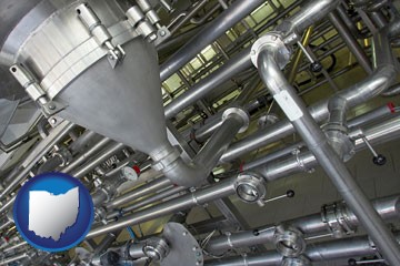 an industrial, stainless steel piping system - with Ohio icon
