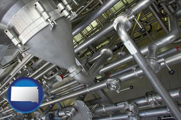 an industrial, stainless steel piping system - with South Dakota icon