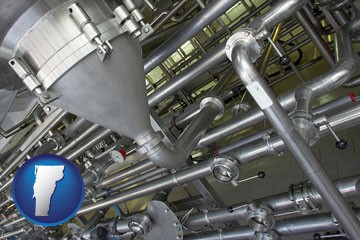 an industrial, stainless steel piping system - with Vermont icon